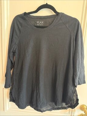 NWOT Flax Black Long Sleeve Crewneck Top-Mixed Material-Small 200